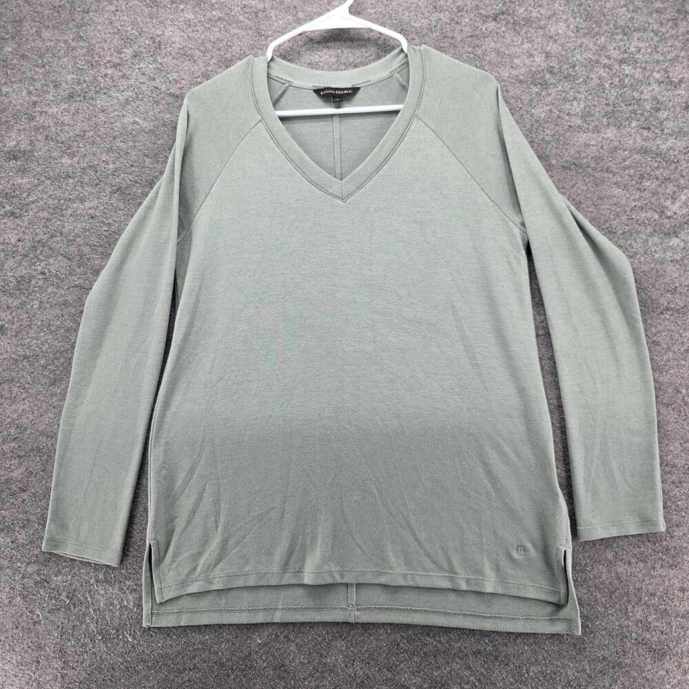 Banana Republic Shirt Womens Small Green V-Neck Long Sleeve Knit Tunic Pullover